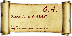 Ocsenás Anikó névjegykártya